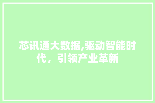 芯讯通大数据,驱动智能时代，引领产业革新
