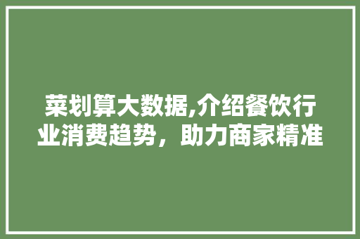 菜划算大数据,介绍餐饮行业消费趋势，助力商家精准营销 小程序开发