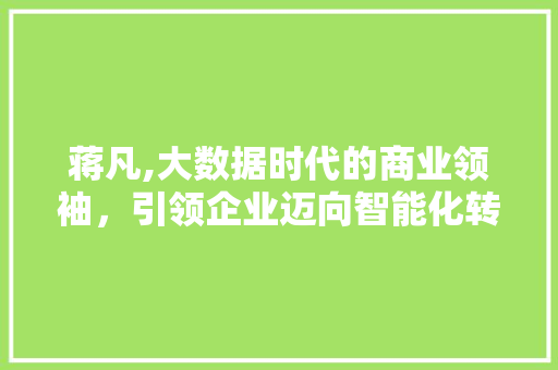 蒋凡,大数据时代的商业领袖，引领企业迈向智能化转型