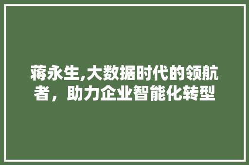 蒋永生,大数据时代的领航者，助力企业智能化转型