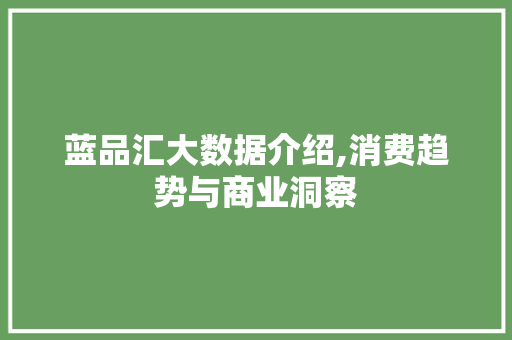 蓝品汇大数据介绍,消费趋势与商业洞察
