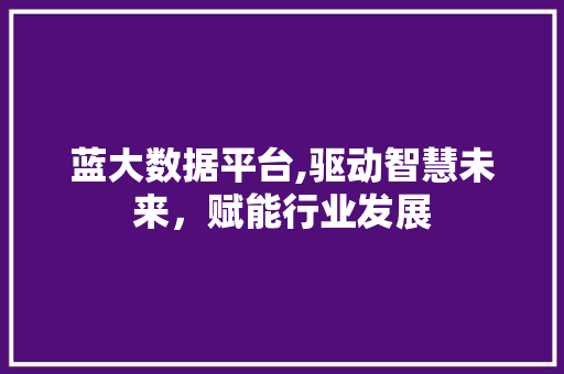 蓝大数据平台,驱动智慧未来，赋能行业发展