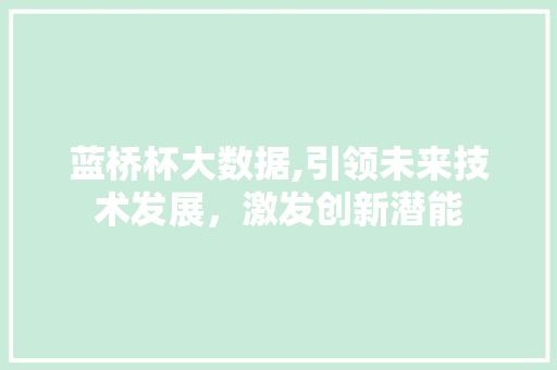 蓝桥杯大数据,引领未来技术发展，激发创新潜能