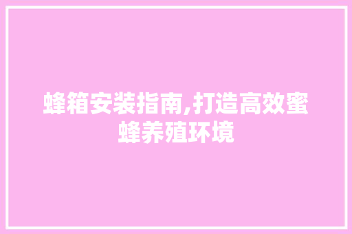 蜂箱安装指南,打造高效蜜蜂养殖环境