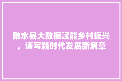 融水县大数据赋能乡村振兴，谱写新时代发展新篇章