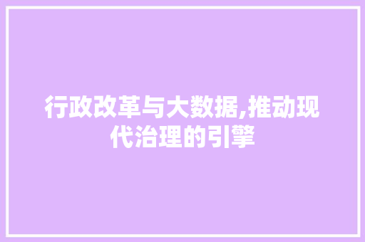 行政改革与大数据,推动现代治理的引擎
