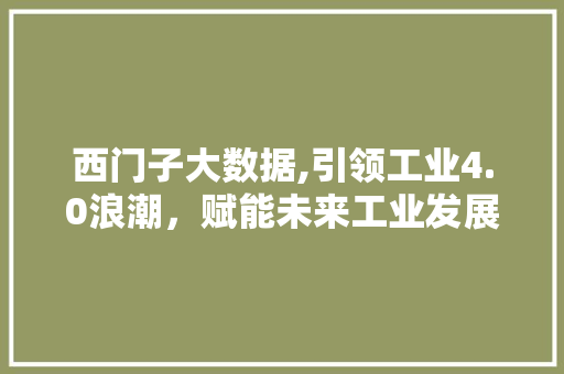 西门子大数据,引领工业4.0浪潮，赋能未来工业发展 小程序开发