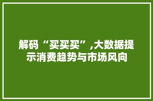 解码“买买买”,大数据提示消费趋势与市场风向