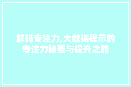 解码专注力,大数据提示的专注力秘密与提升之路