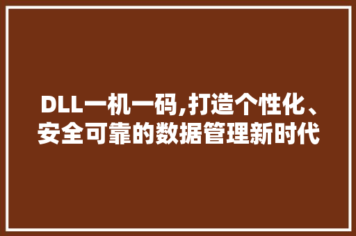 DLL一机一码,打造个性化、安全可靠的数据管理新时代 360搜优化