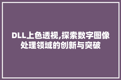 DLL上色透视,探索数字图像处理领域的创新与突破