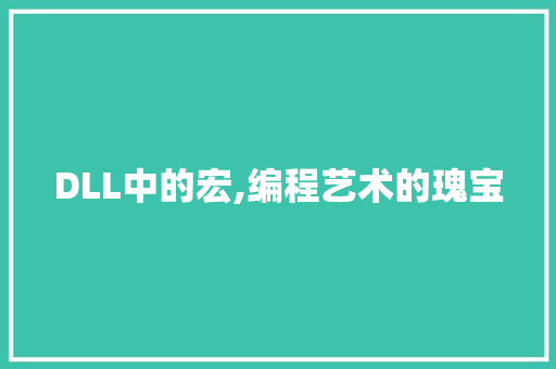 DLL中的宏,编程艺术的瑰宝