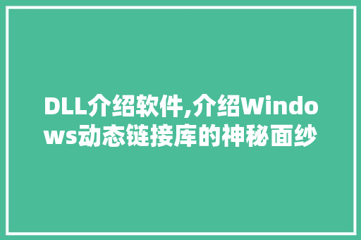 DLL介绍软件,介绍Windows动态链接库的神秘面纱