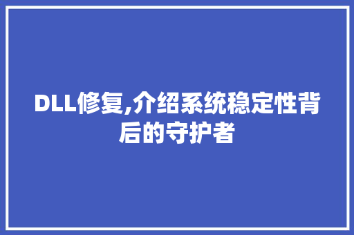 DLL修复,介绍系统稳定性背后的守护者