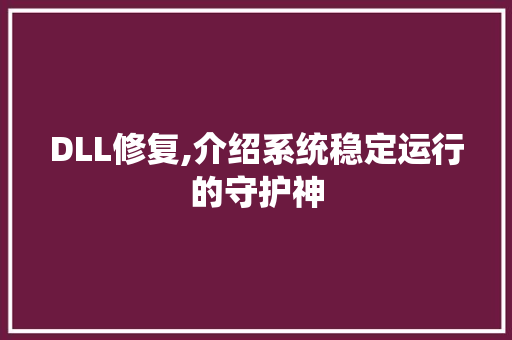 DLL修复,介绍系统稳定运行的守护神