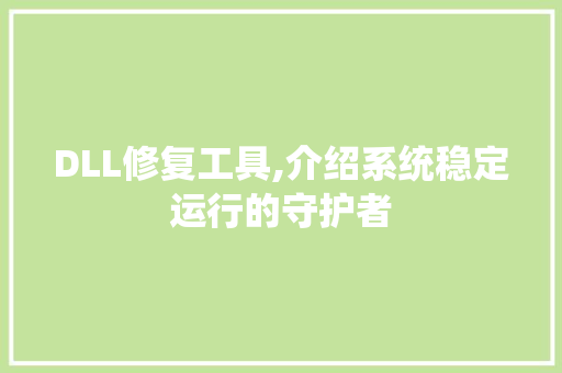 DLL修复工具,介绍系统稳定运行的守护者