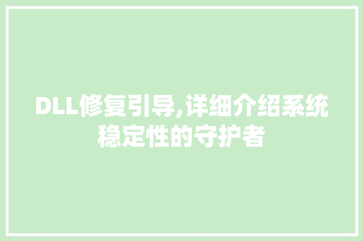 DLL修复引导,详细介绍系统稳定性的守护者 头条优化