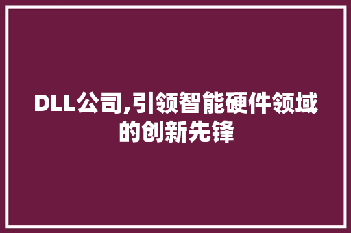 DLL公司,引领智能硬件领域的创新先锋