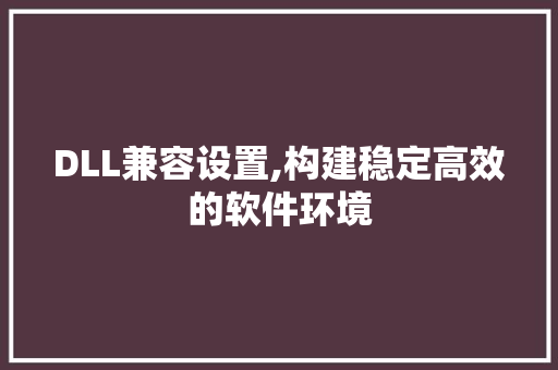 DLL兼容设置,构建稳定高效的软件环境