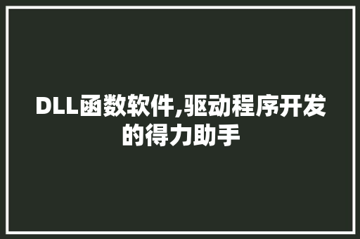 DLL函数软件,驱动程序开发的得力助手