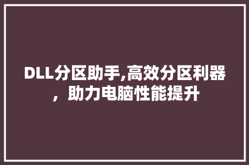 DLL分区助手,高效分区利器，助力电脑性能提升