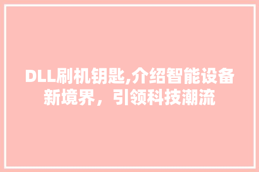 DLL刷机钥匙,介绍智能设备新境界，引领科技潮流