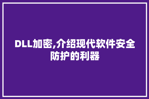 DLL加密,介绍现代软件安全防护的利器 头条优化