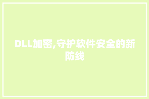 DLL加密,守护软件安全的新防线