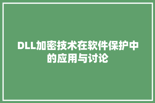 DLL加密技术在软件保护中的应用与讨论