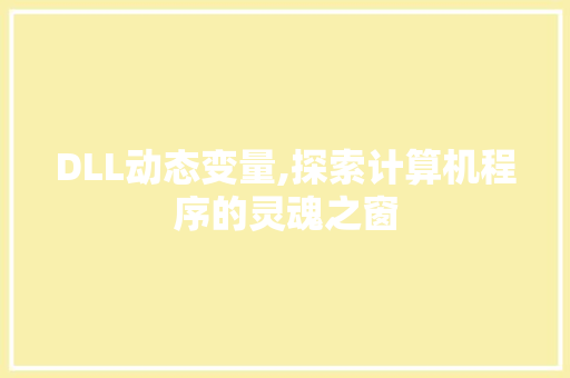 DLL动态变量,探索计算机程序的灵魂之窗