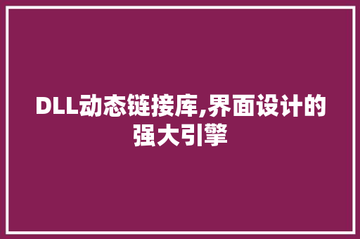 DLL动态链接库,界面设计的强大引擎 网站优化