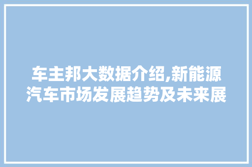 车主邦大数据介绍,新能源汽车市场发展趋势及未来展望