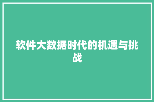 软件大数据时代的机遇与挑战