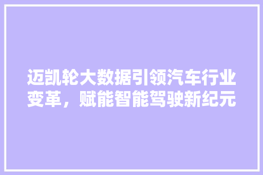 迈凯轮大数据引领汽车行业变革，赋能智能驾驶新纪元