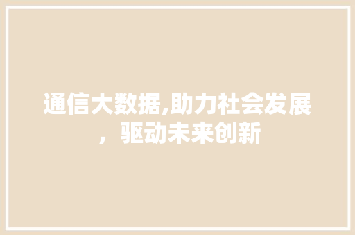 通信大数据,助力社会发展，驱动未来创新