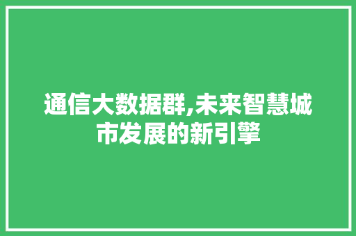 通信大数据群,未来智慧城市发展的新引擎