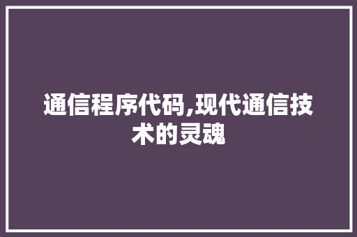 通信程序代码,现代通信技术的灵魂