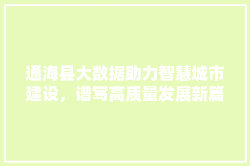 通海县大数据助力智慧城市建设，谱写高质量发展新篇章 百度算法