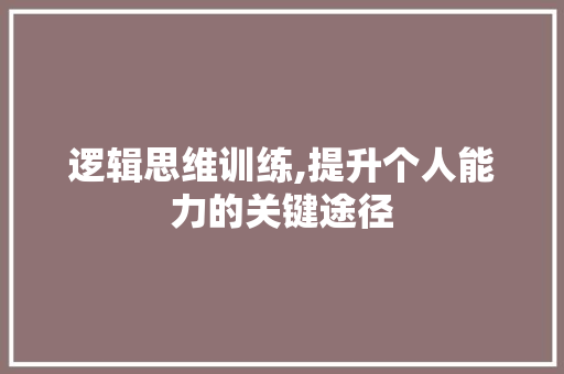 逻辑思维训练,提升个人能力的关键途径