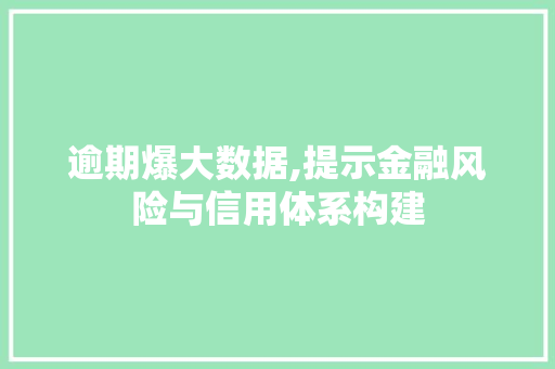 逾期爆大数据,提示金融风险与信用体系构建