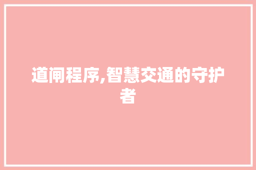道闸程序,智慧交通的守护者