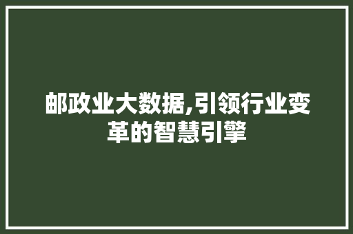 邮政业大数据,引领行业变革的智慧引擎