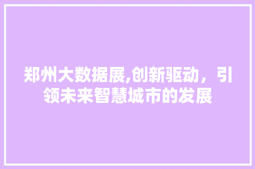 郑州大数据展,创新驱动，引领未来智慧城市的发展 AI技术学习