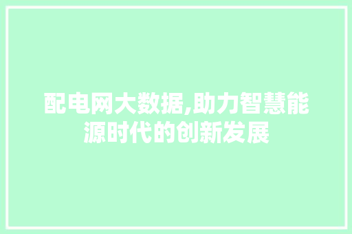 配电网大数据,助力智慧能源时代的创新发展