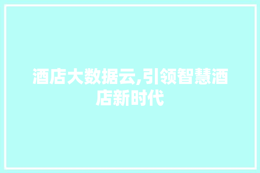 酒店大数据云,引领智慧酒店新时代