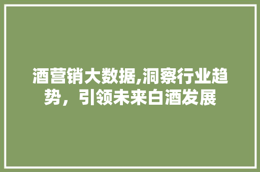 酒营销大数据,洞察行业趋势，引领未来白酒发展