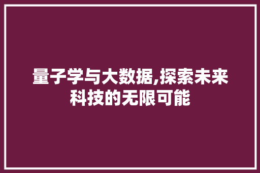 量子学与大数据,探索未来科技的无限可能