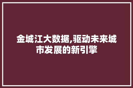 金城江大数据,驱动未来城市发展的新引擎 小程序开发