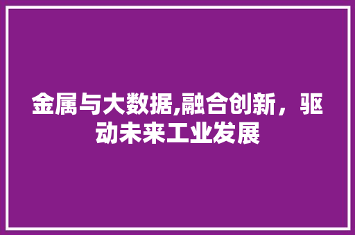 金属与大数据,融合创新，驱动未来工业发展