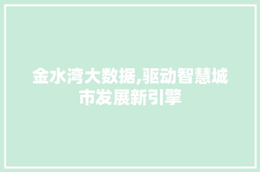 金水湾大数据,驱动智慧城市发展新引擎